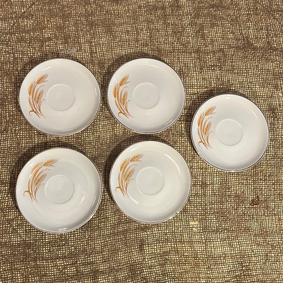 Golden Wheat Saucers, Made In The USA, 22 K Gold (5 Total) - Picture 3 of 9